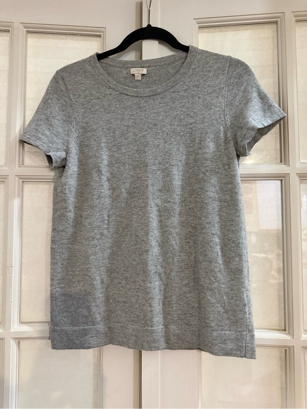 J. Crew Women's Gray Short-Sleeve Crewneck Sweater